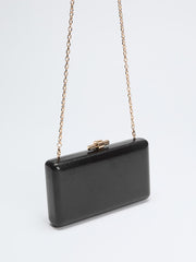 Gold-Tone Python Clutch