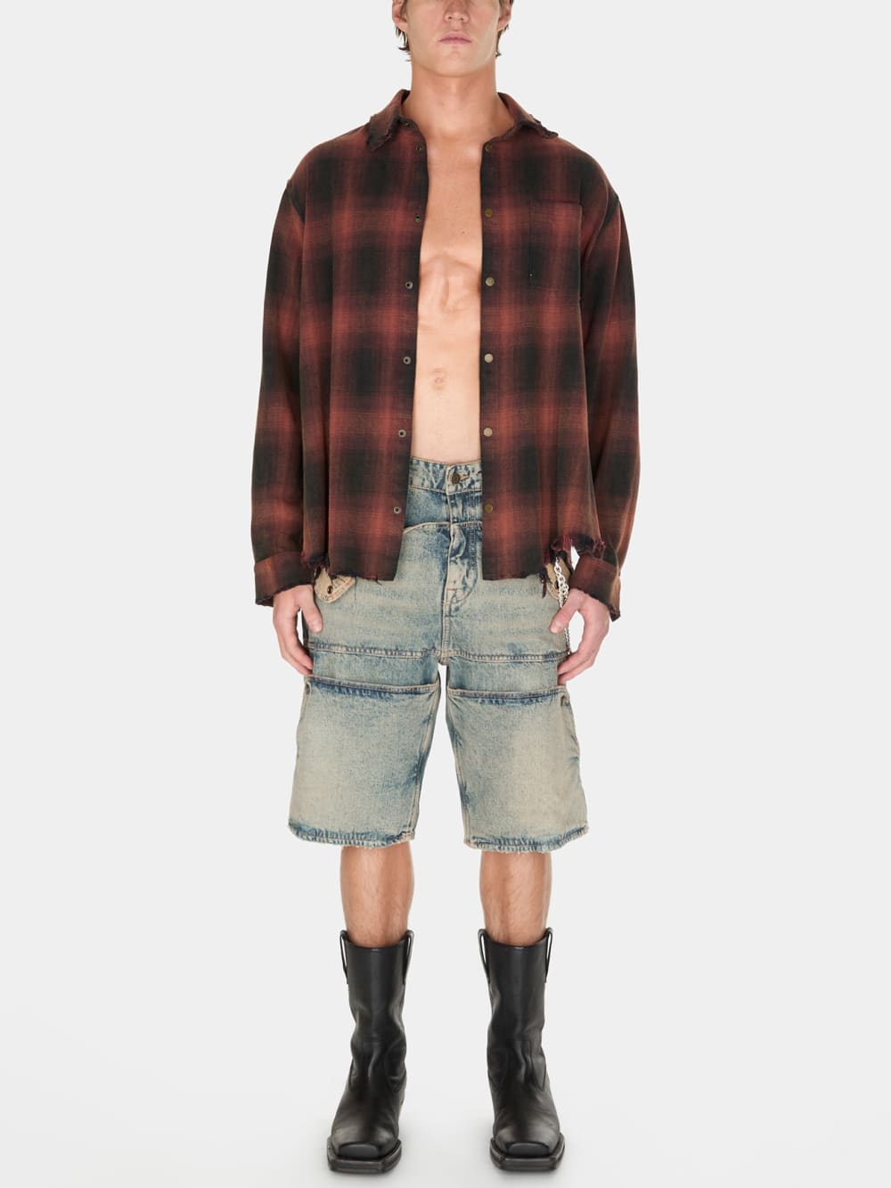 distressed flannel shirt