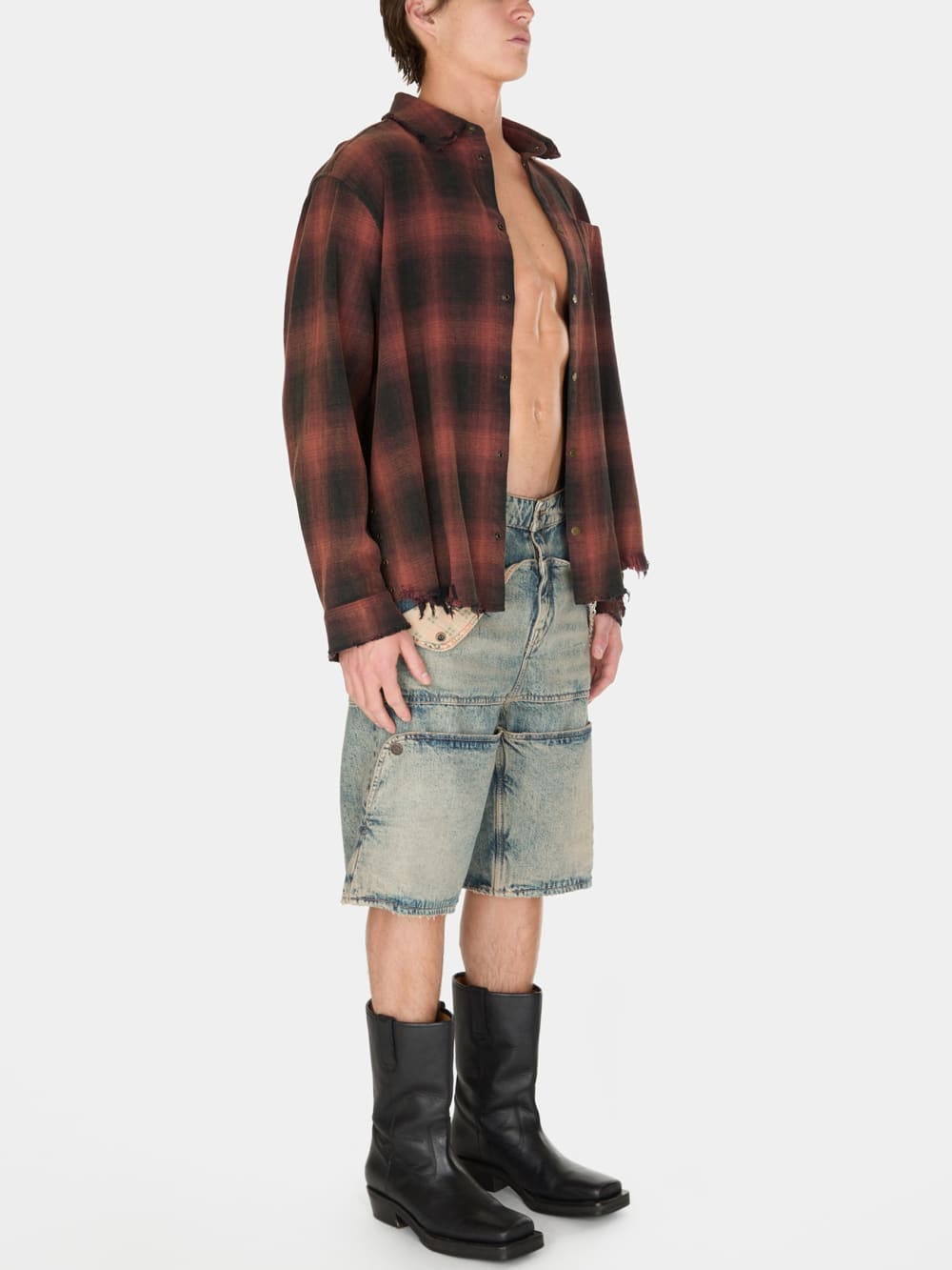 distressed flannel shirt