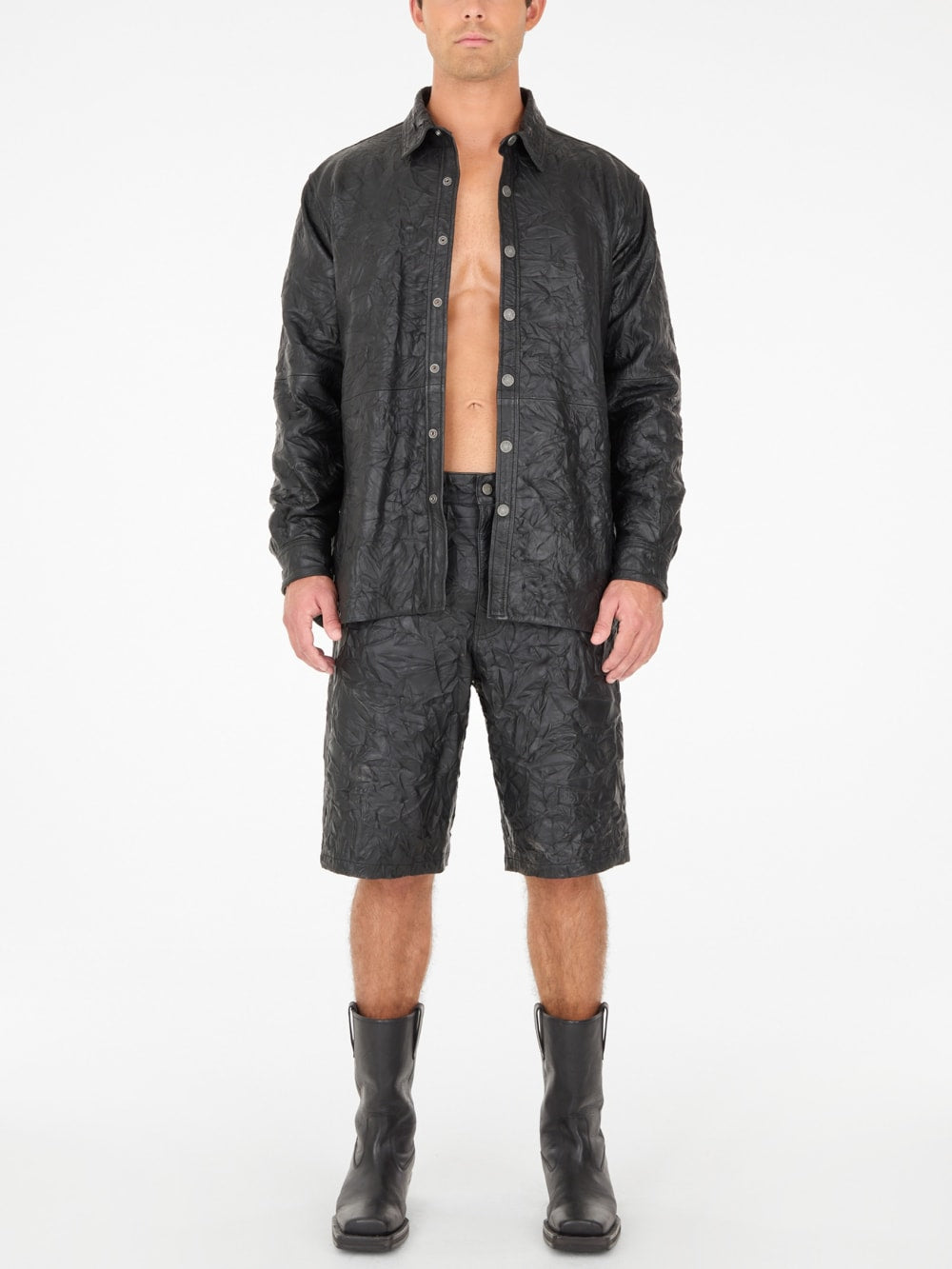 crinkle leather shirt