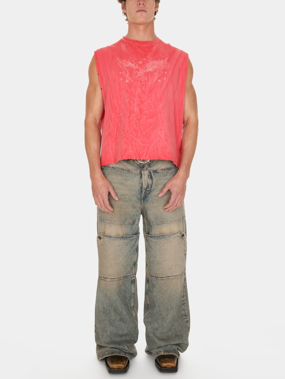 washed graphic muscle tank