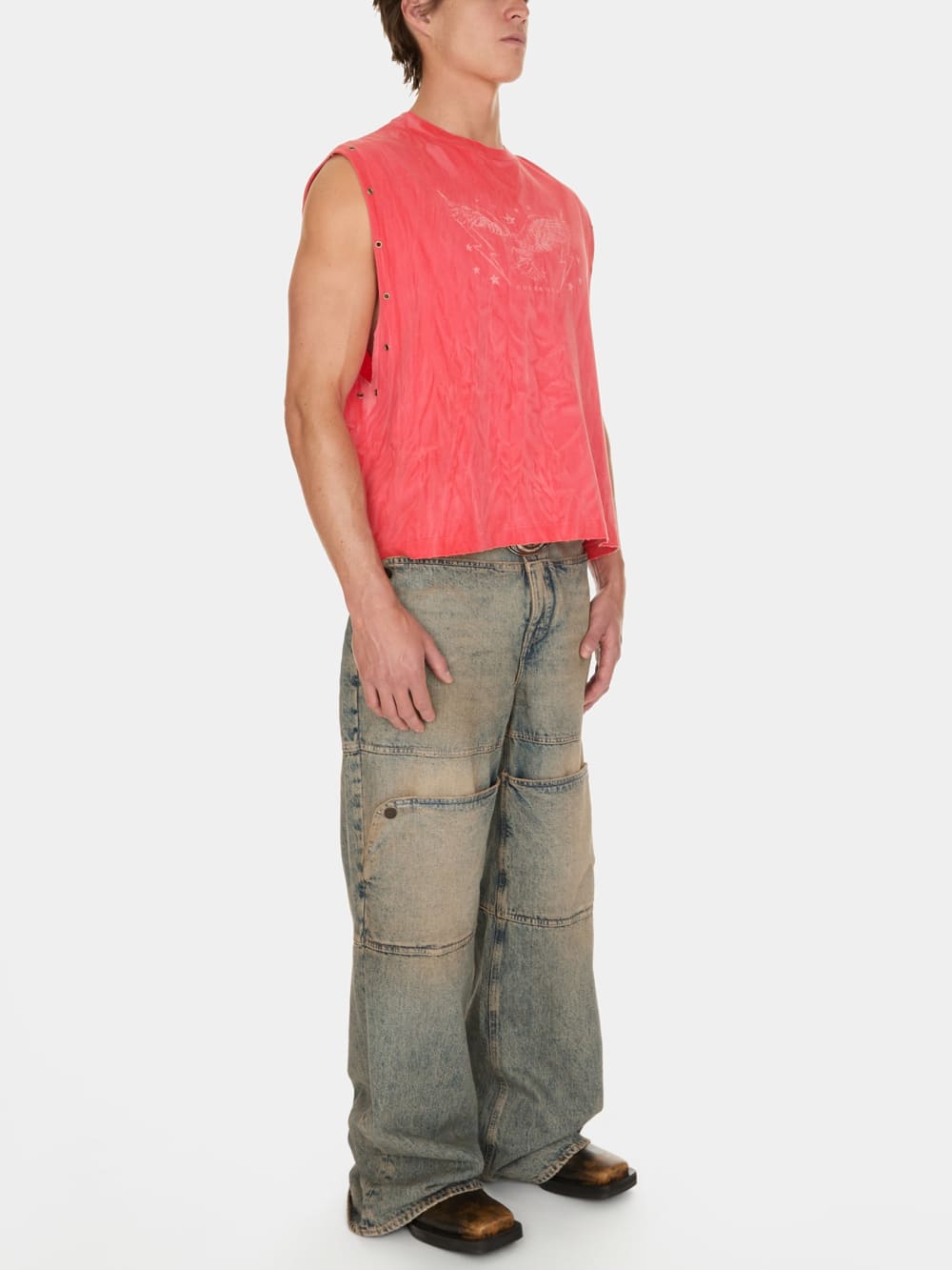 washed graphic muscle tank
