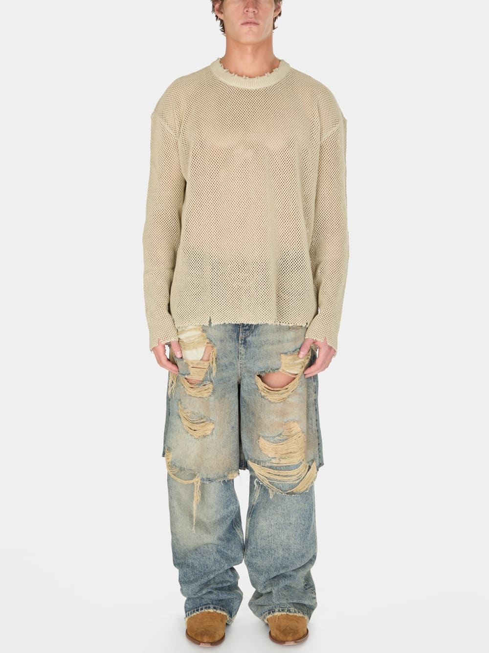 distressed knit sweater