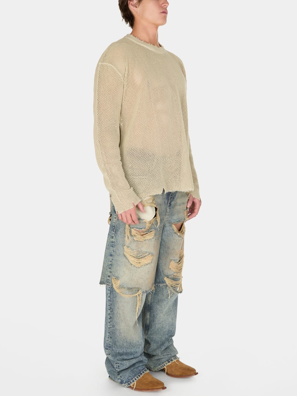 distressed knit sweater