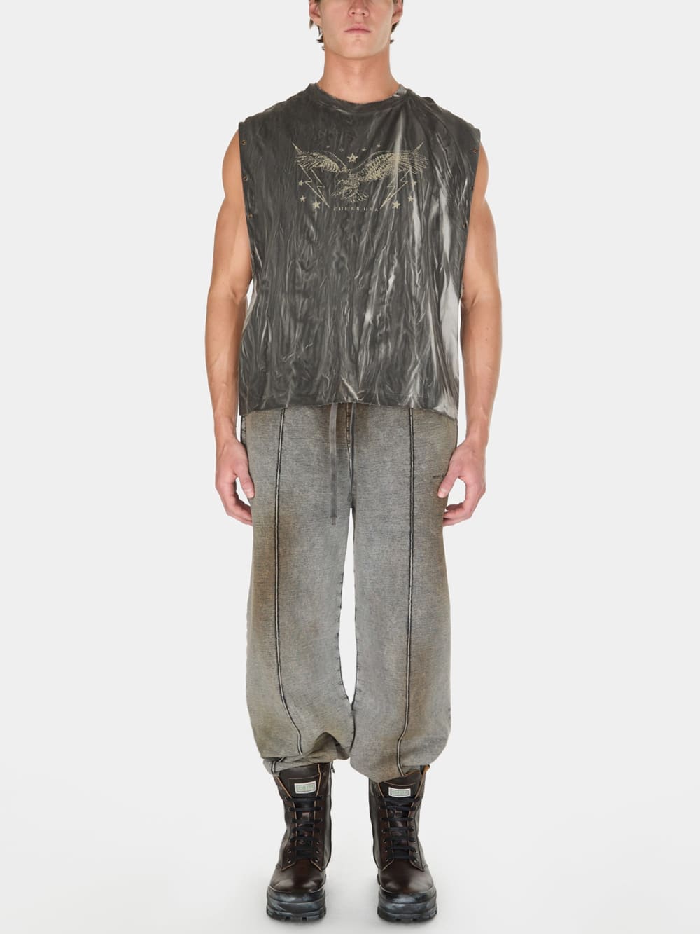 washed graphic muscle tank