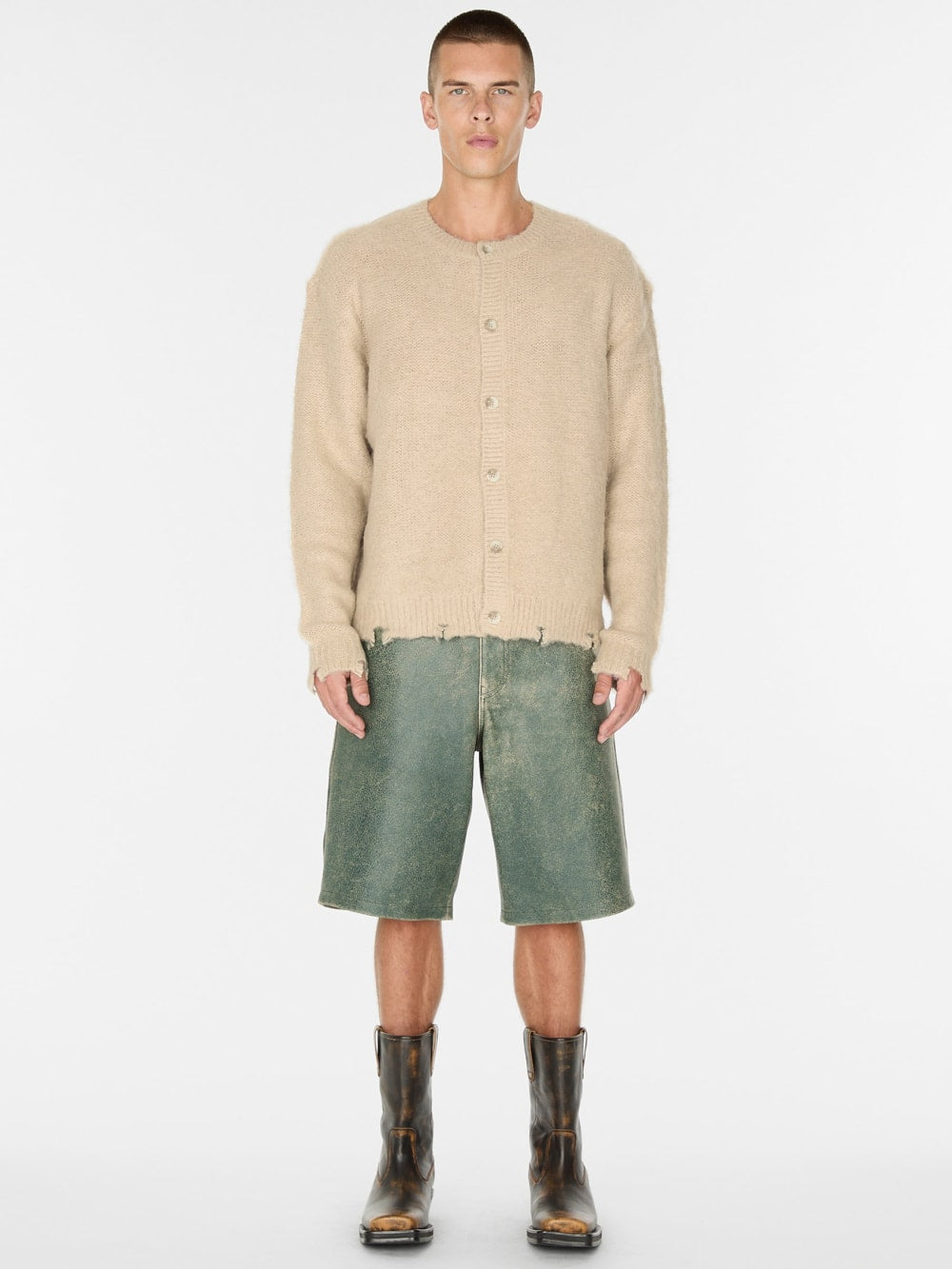 fuzzy wool-blend cardigan