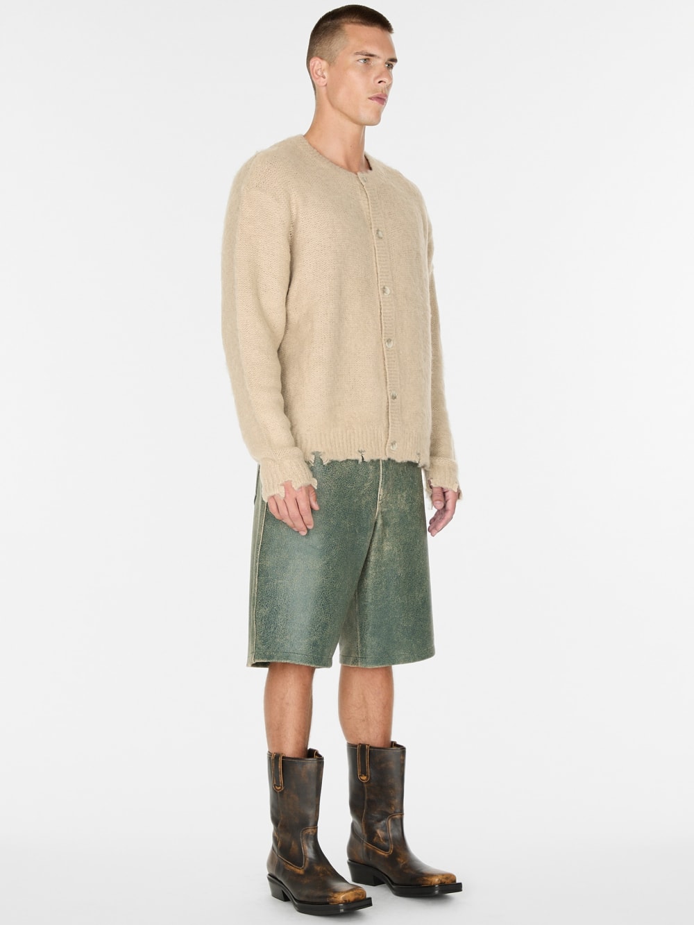 fuzzy wool-blend cardigan