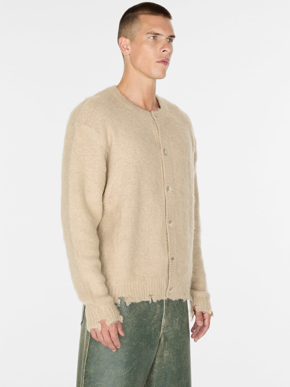 fuzzy wool-blend cardigan