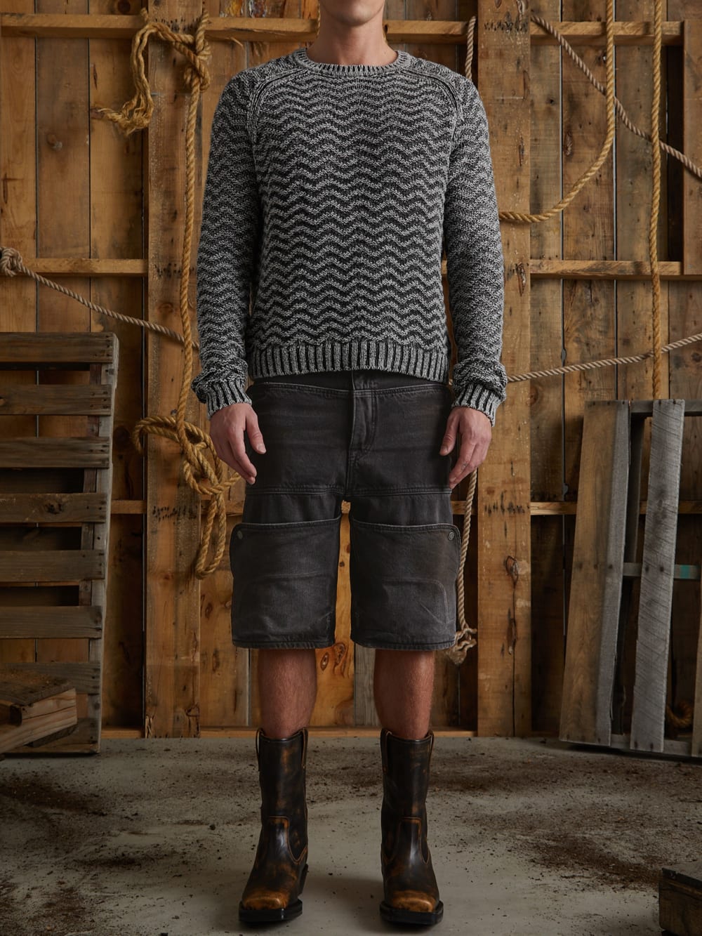 open herringbone sweater