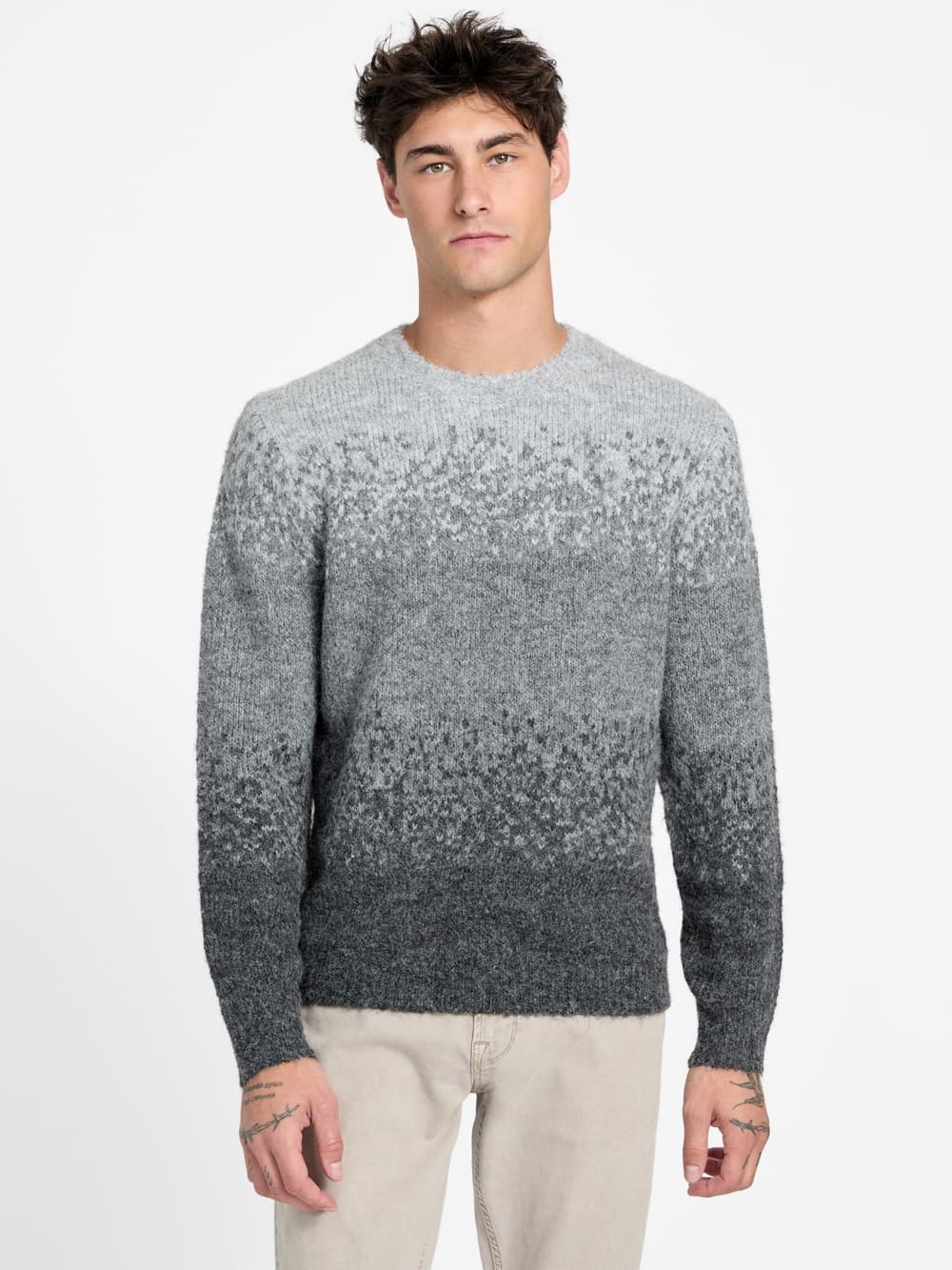 Eco Trey Crewneck Marled Striped Sweater