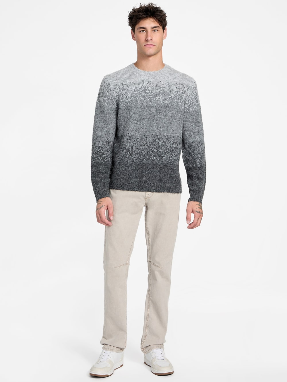 Eco Trey Crewneck Marled Striped Sweater