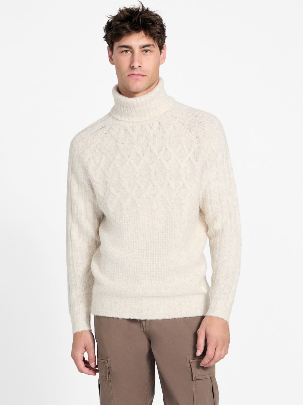 Eco Jemmy Turtleneck Mixed-Stitch Sweater
