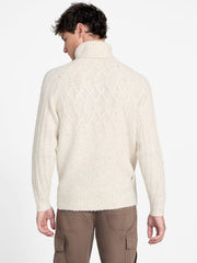 Eco Jemmy Turtleneck Mixed-Stitch Sweater