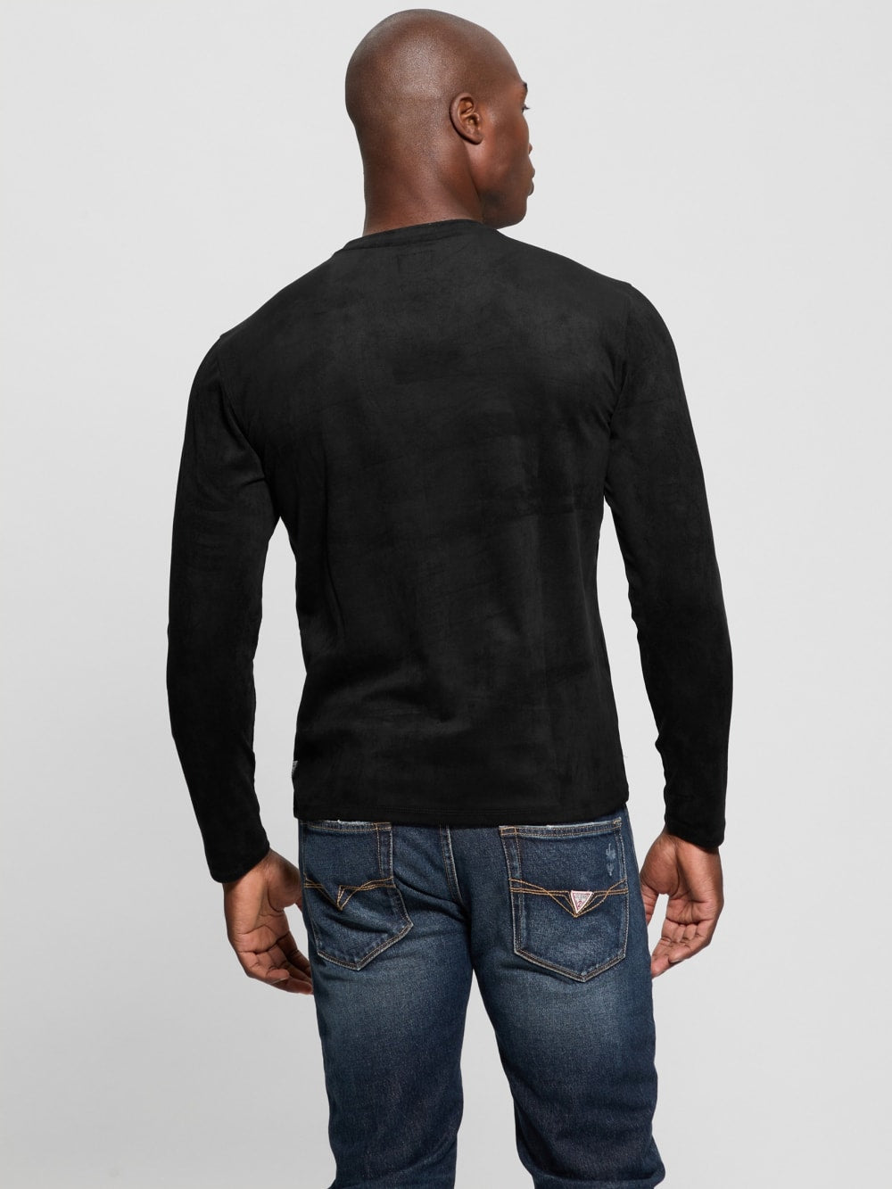 Garrett Knit Faux-Suede Crewneck