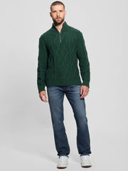 Diamond Cable-Knit Half-Zip Sweater