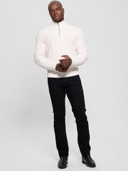 Diamond Cable-Knit Half-Zip Sweater