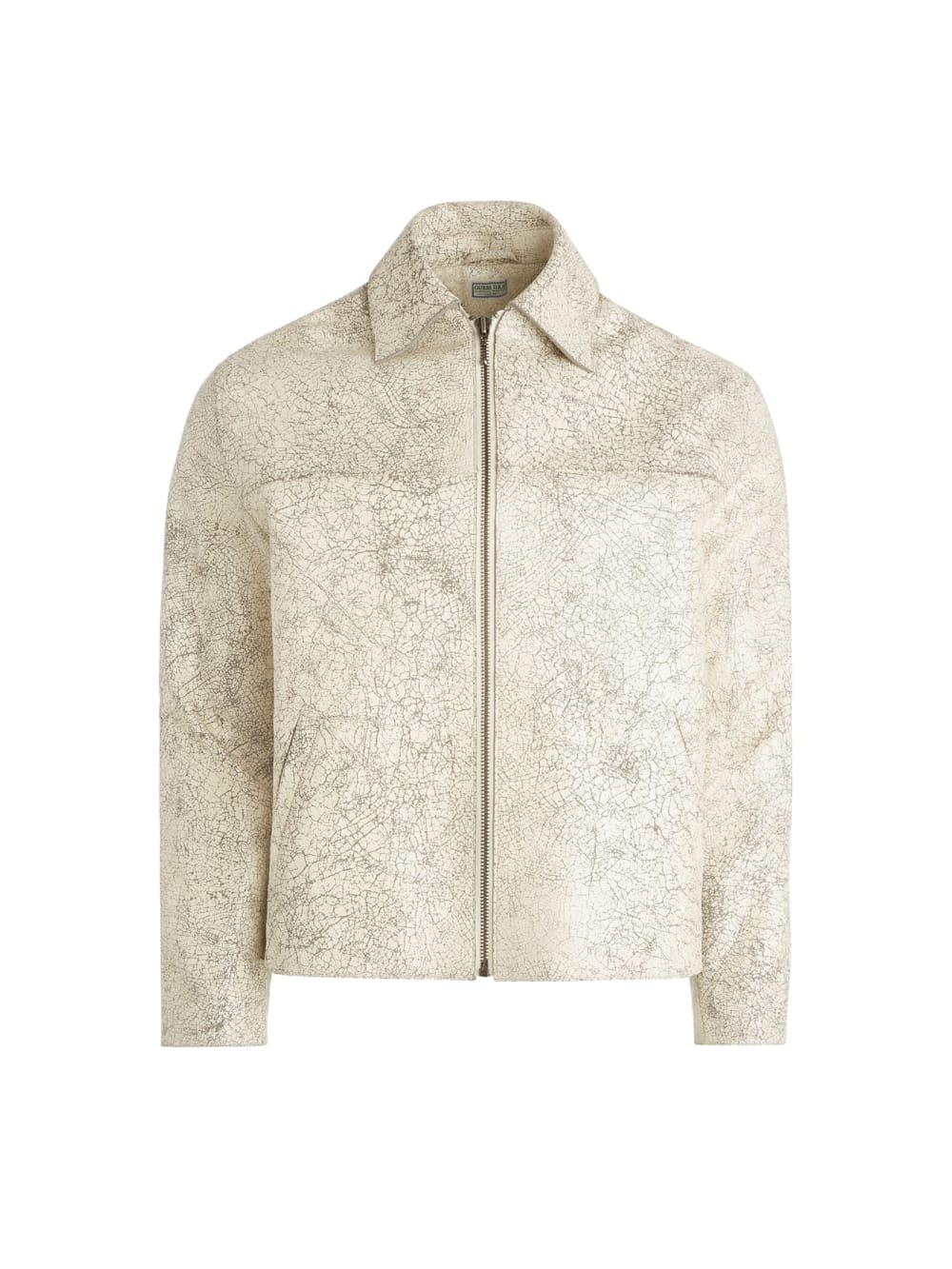 crackle leather zip jacket