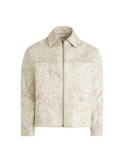 crackle leather zip jacket
