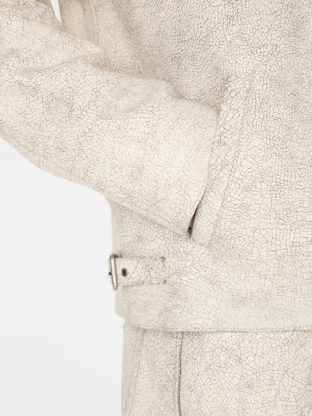 crackle leather zip jacket