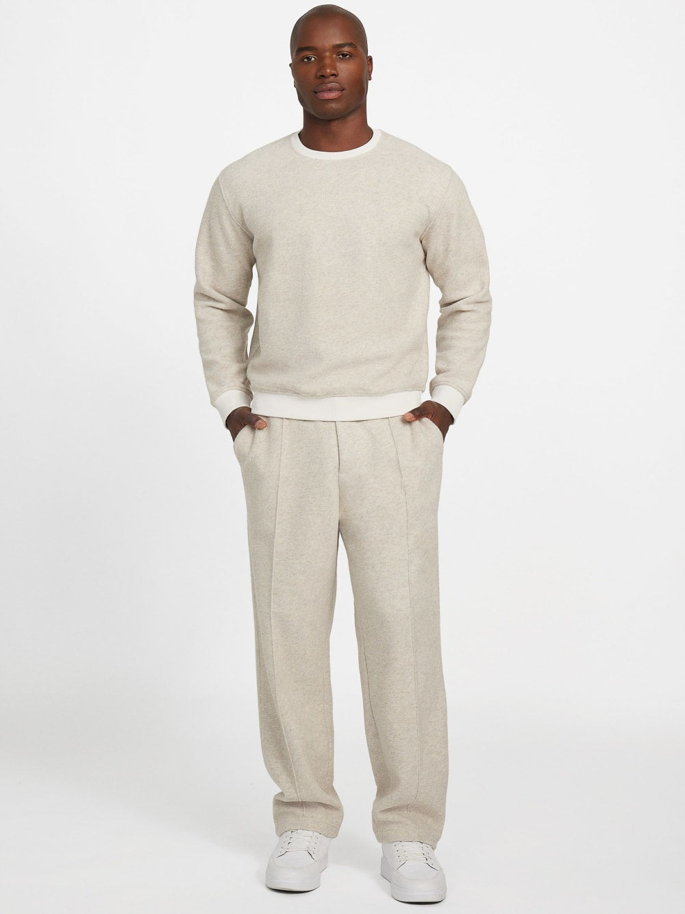 Crewneck Scuba Wool-Blend Melange Sweater