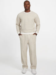 Crewneck Scuba Wool-Blend Melange Sweater