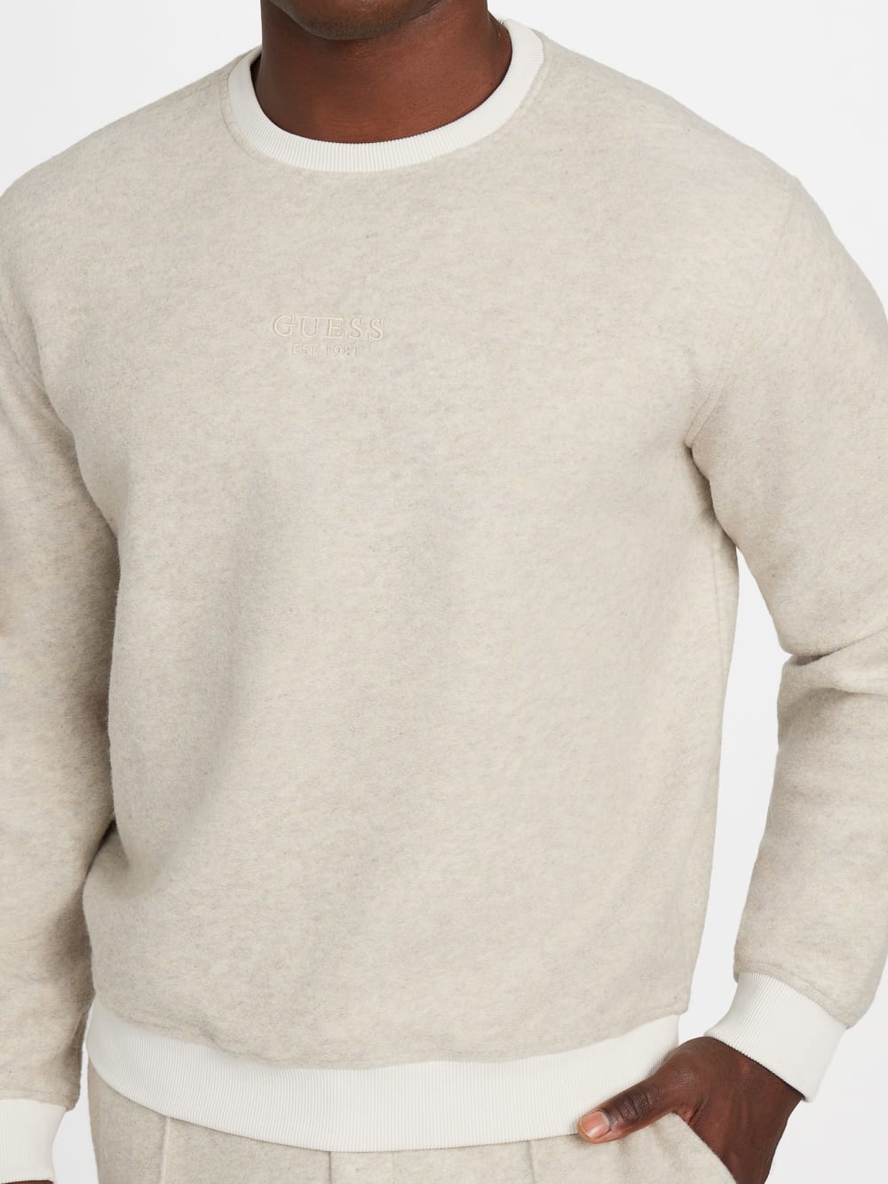 Crewneck Scuba Wool-Blend Melange Sweater