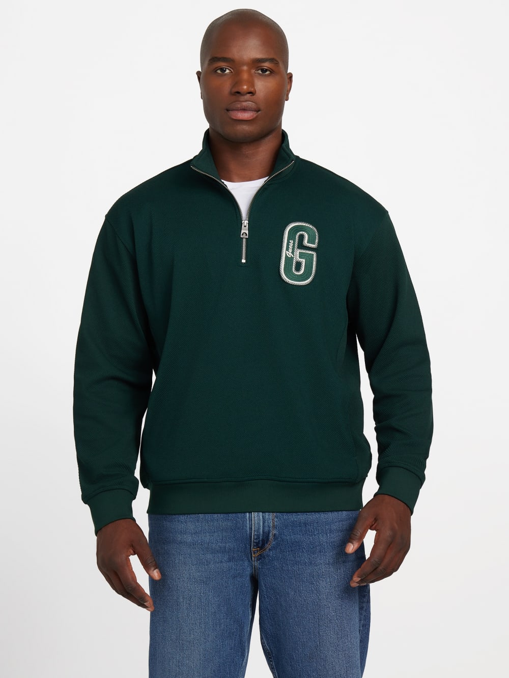 Eco Harris Twill Zip Mock Neck Sweater