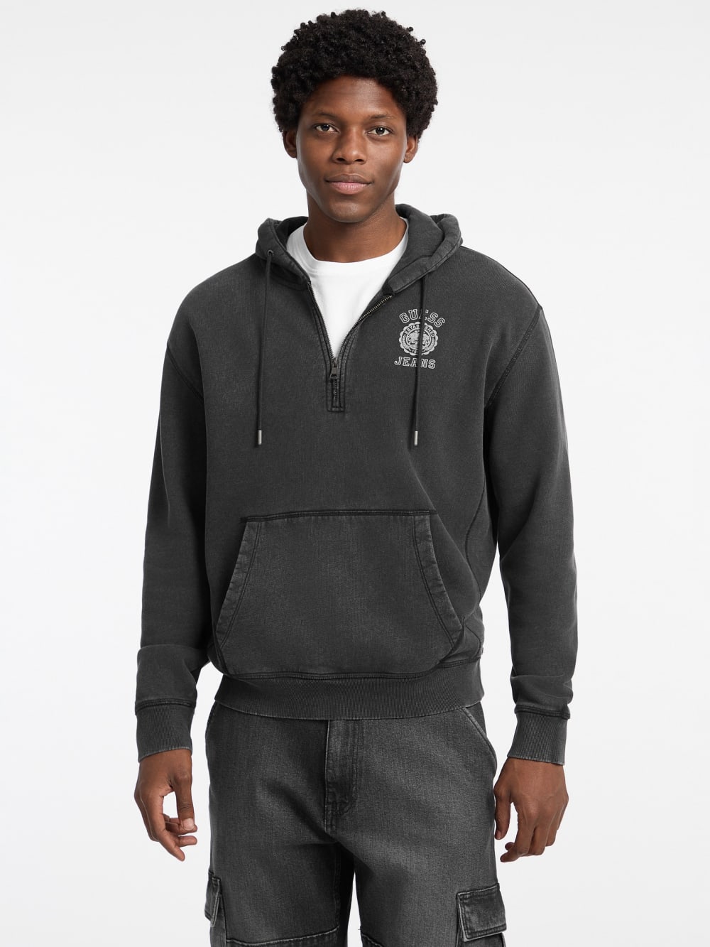 Printed Half-Zip Logo Hoodie