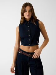 Denim cropped shirt