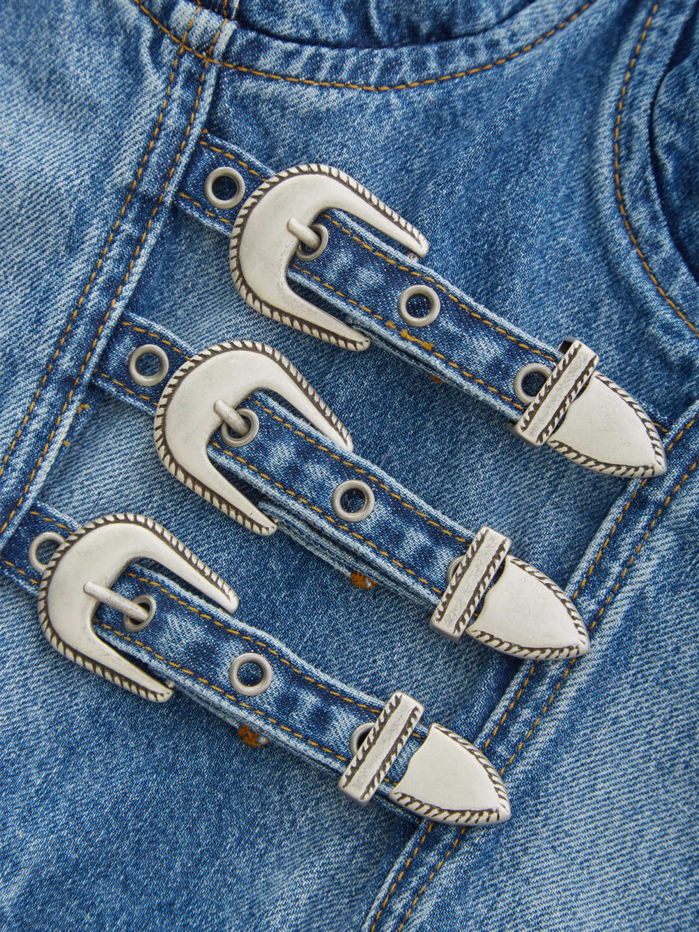 denim buckle bustier
