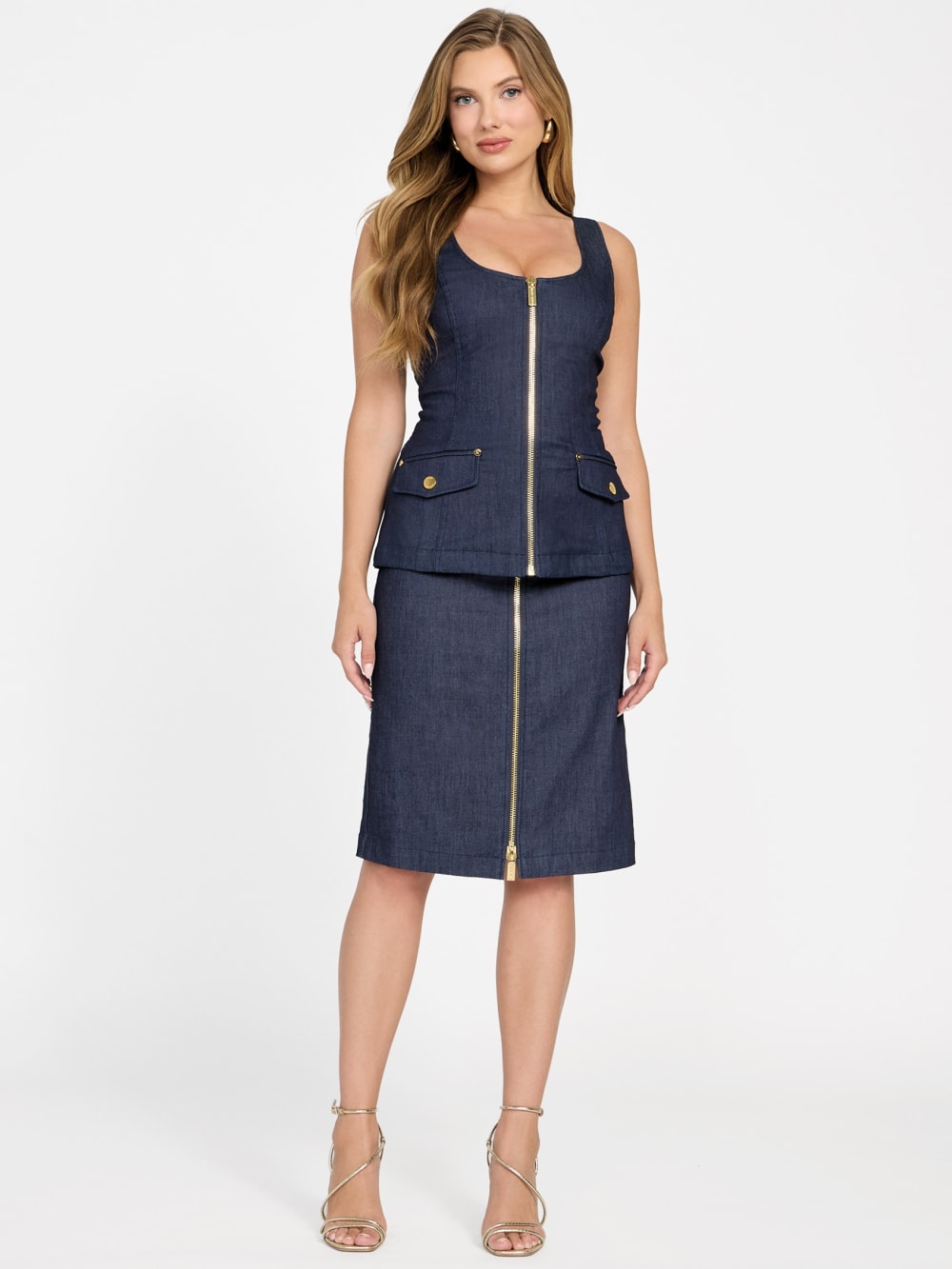 Denim Zip Corset Top