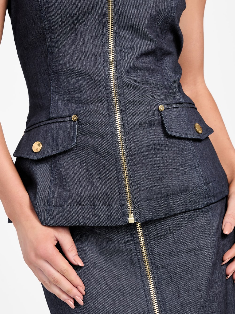 Denim Zip Corset Top