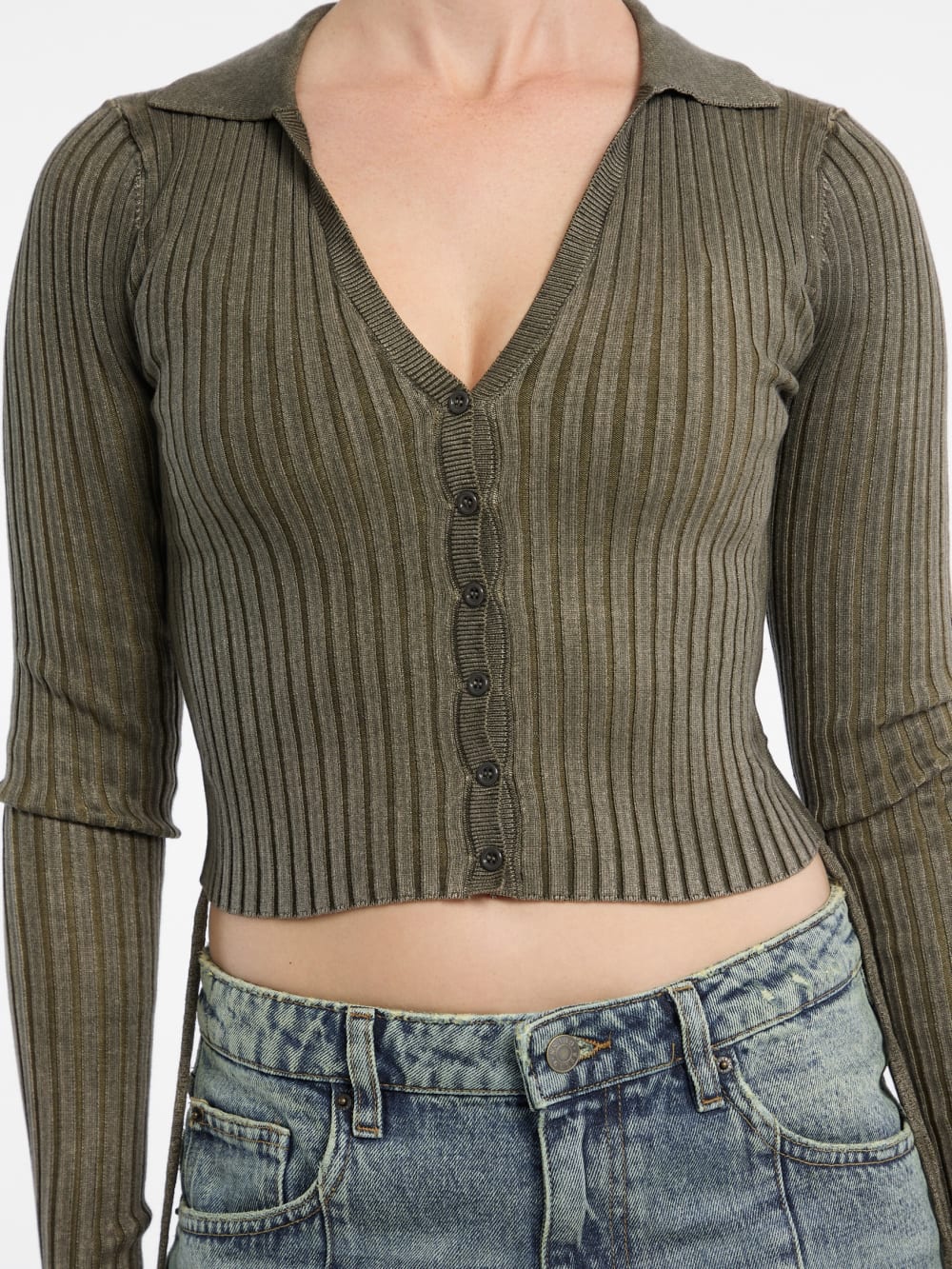 Eco GUESS Originals Shirred Tie Cardigan