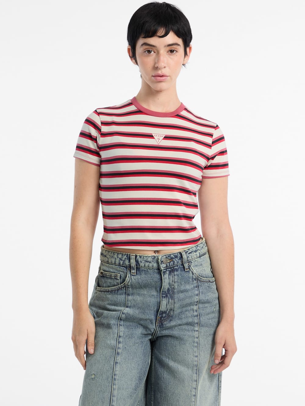 Eco GUESS Originals Core Striped Baby Tee