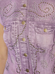 GUESS Originals Printed Stud and Denim Mesh Top