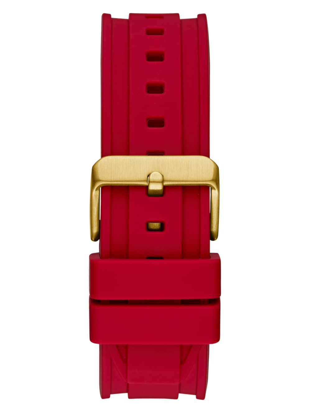 Gold-Tone and Red Silicon Multifunction Watch