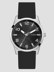 Black and Silver-Tone Silicone Analog Watch