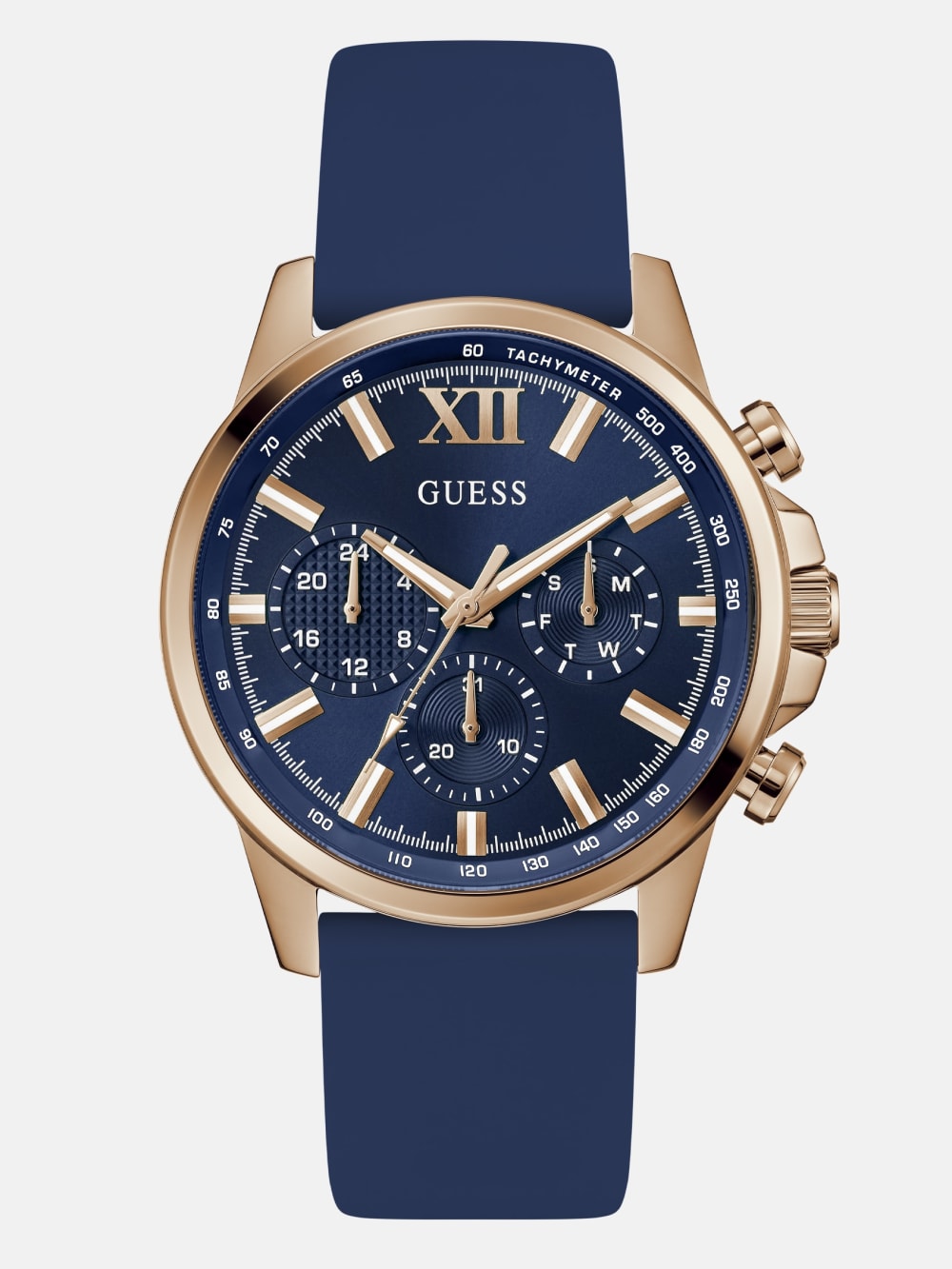 Rose Gold-Tone and Blue Silicone Chronograph Watch