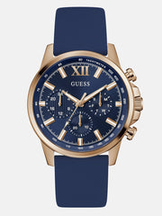 Rose Gold-Tone and Blue Silicone Chronograph Watch