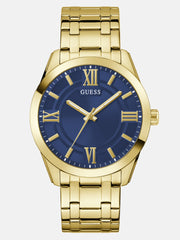 Gold-Tone and Blue Analog Watch