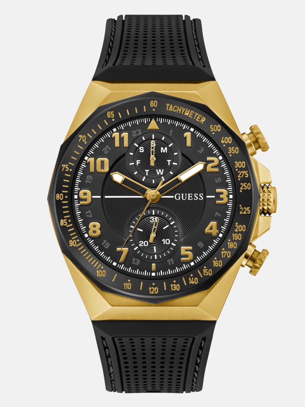 Gold-Tone and Black Silicone Chronograph Watch