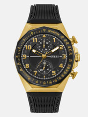 Gold-Tone and Black Silicone Chronograph Watch