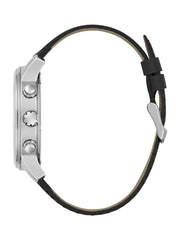 Silver-Tone Leather Multifunction Watch