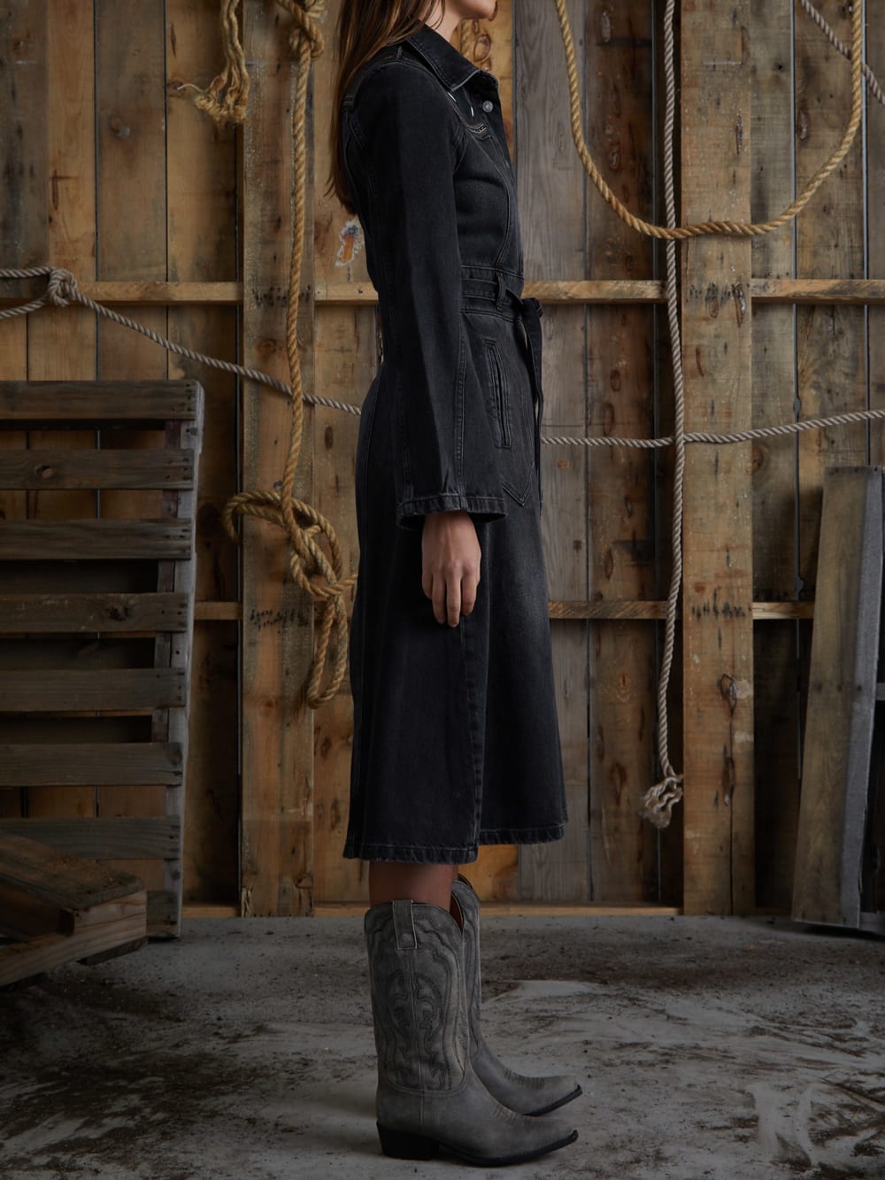 long denim coat