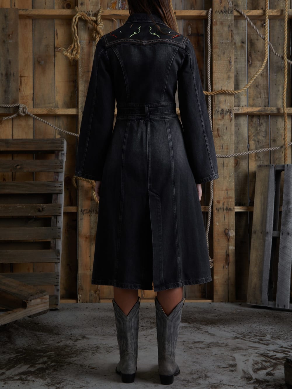 long denim coat