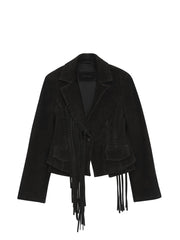 Black Suede Fringe Jacket