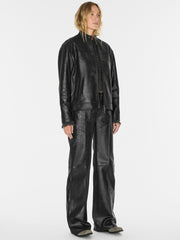 crackled leather moto jacket