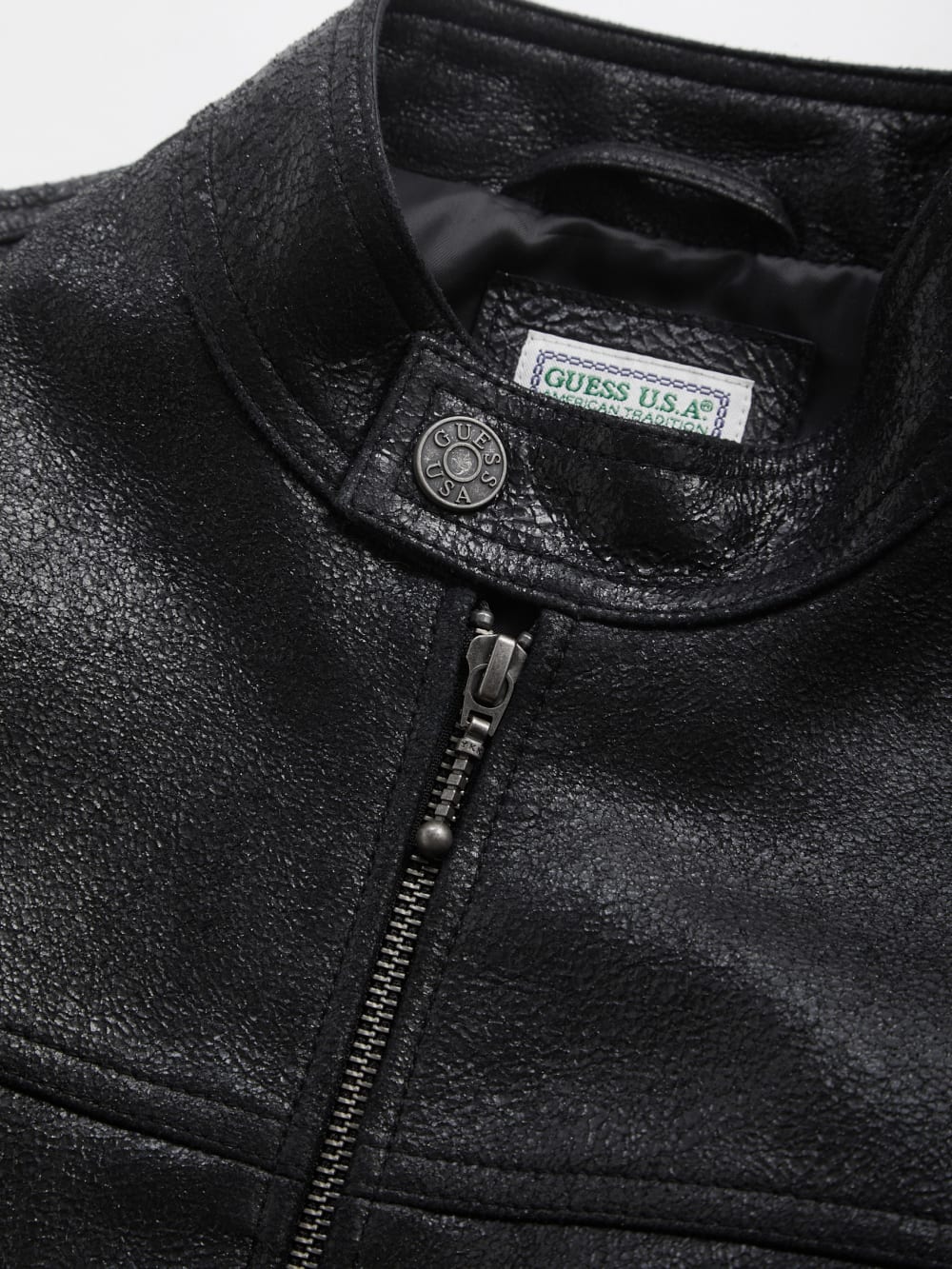 crackled leather moto jacket