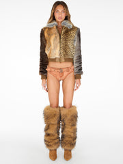 faux-fur patchwork jacket