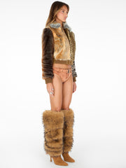 faux-fur patchwork jacket